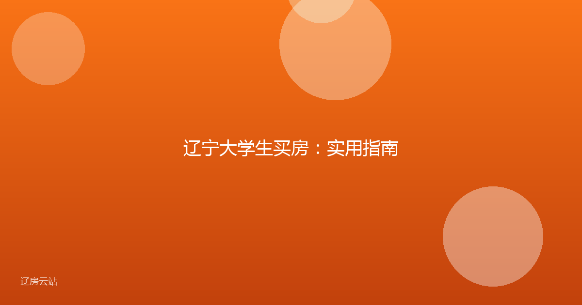 辽宁大学生买房：实用指南